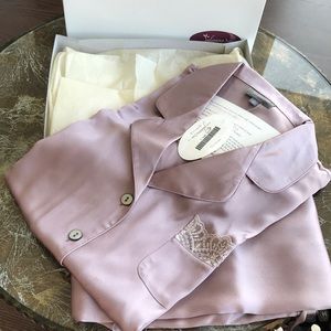 NWT Julianna Rae silk pajamas with lace